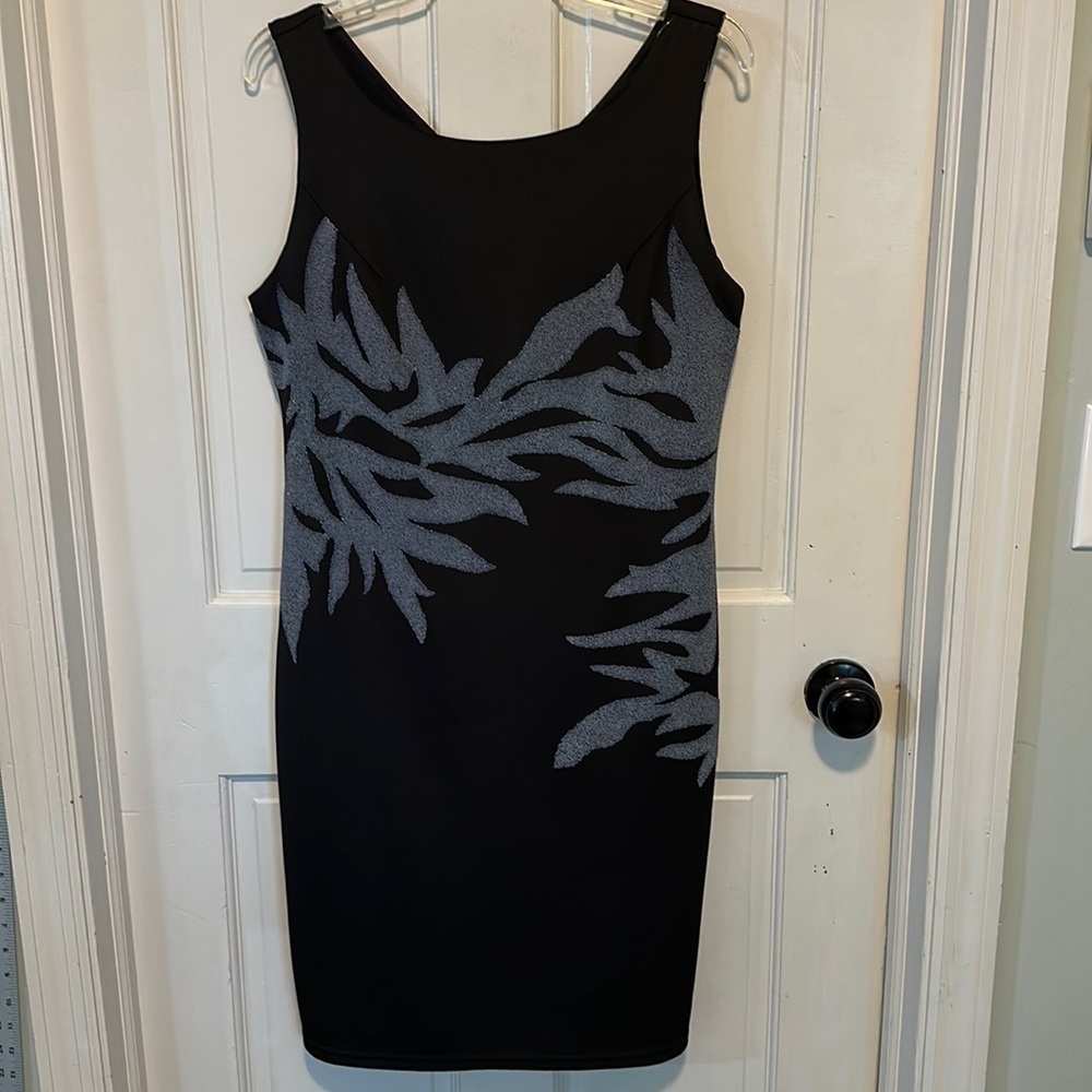 Cartise‎ Black Cocktail Dress With Blue/Gray Beading size 8